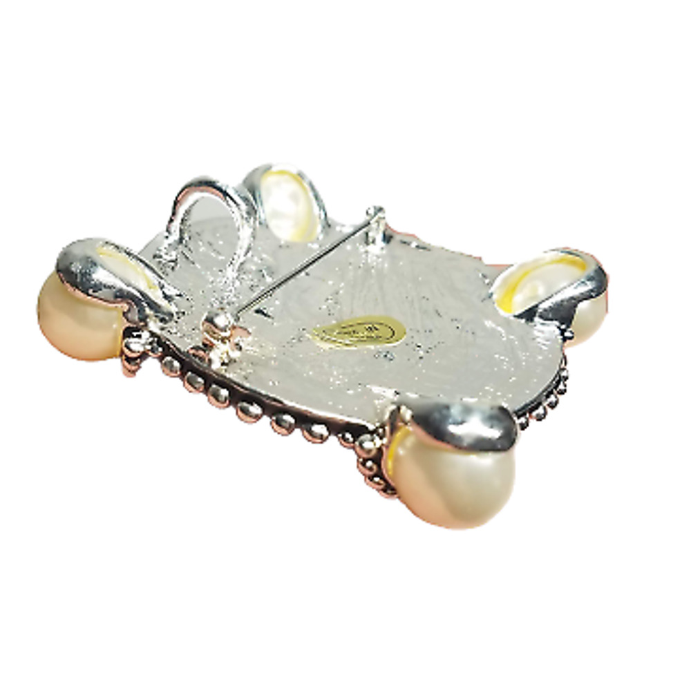 Vintage Roman Silver Metal Brooch Pin / Pendant with Pearl - Picture 2 of 2